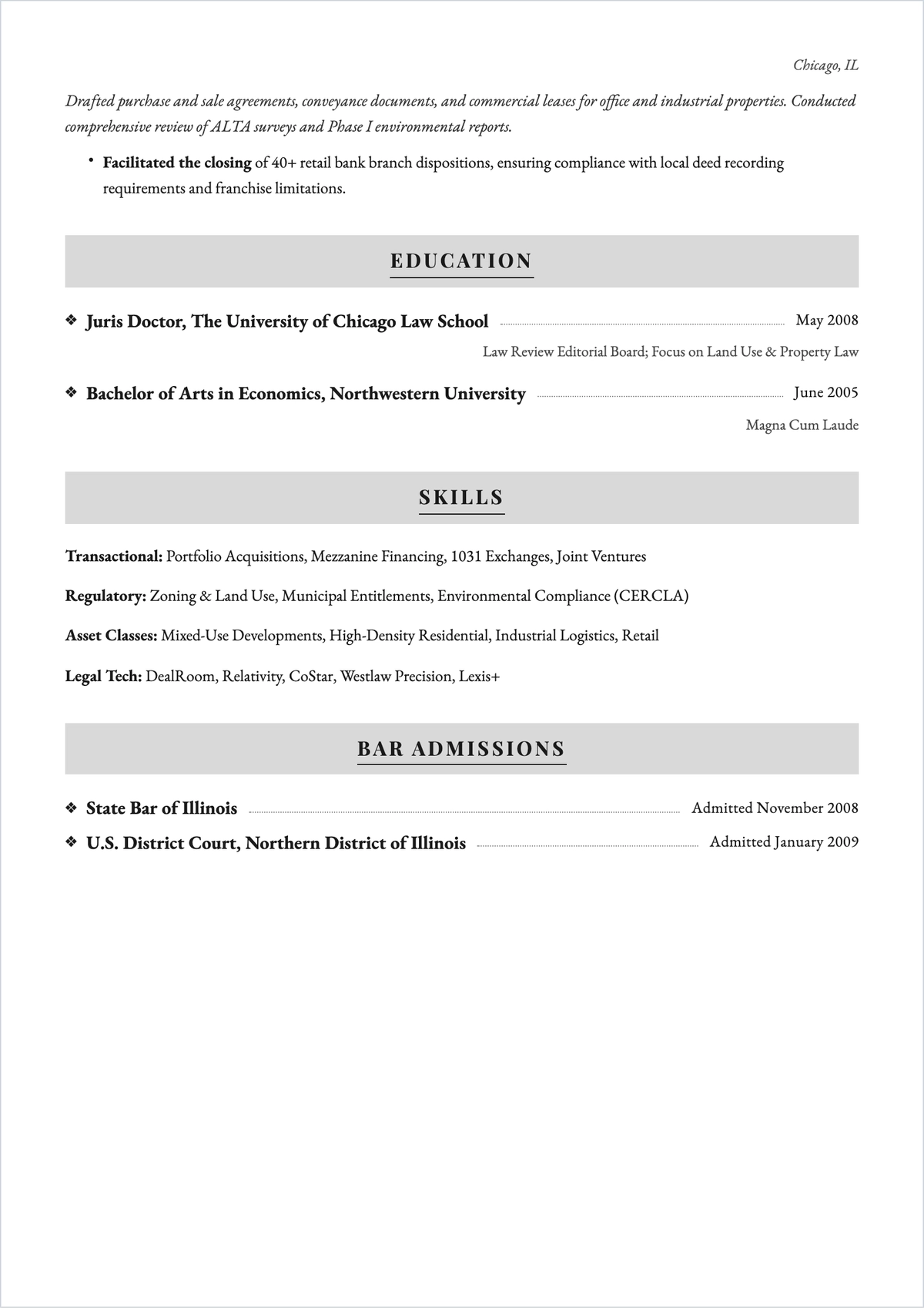 Free Real Estate Lawyer ATS Resume Template, AI Resume Builder