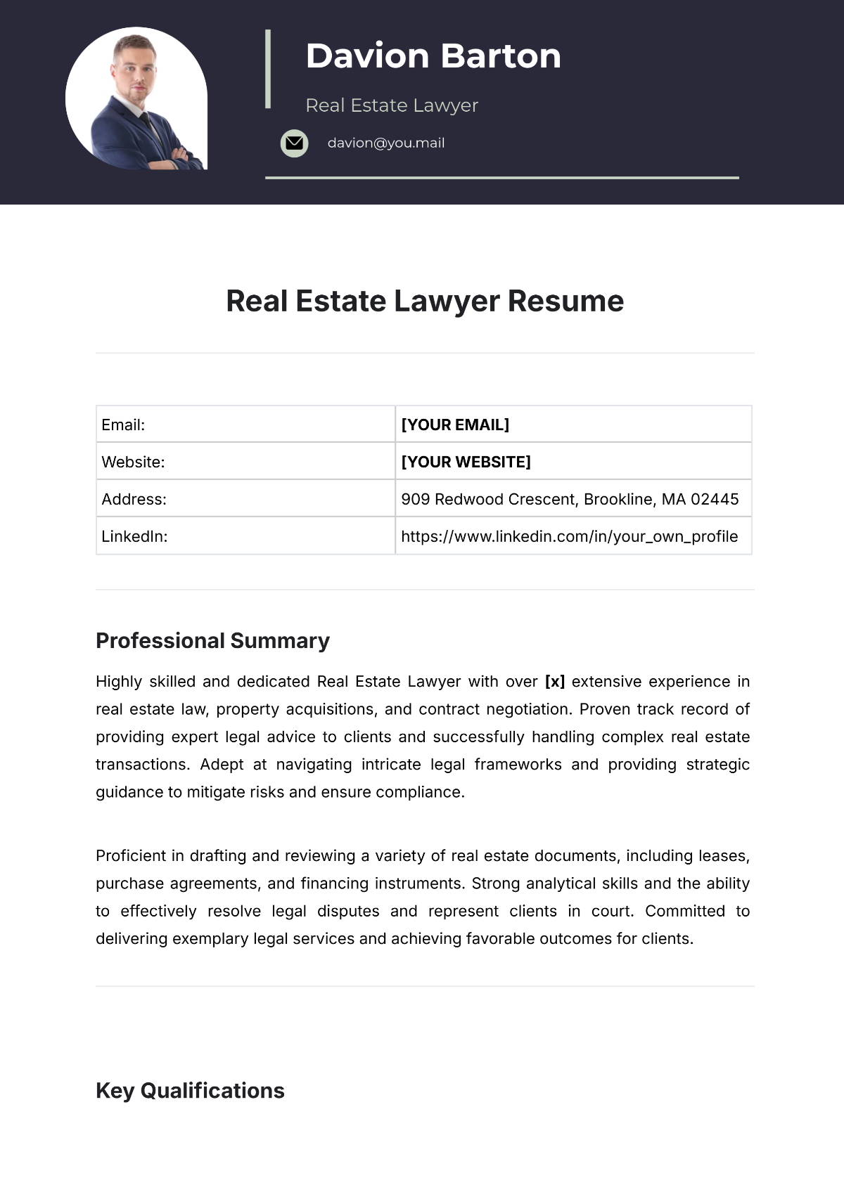 Free Real Estate Lawyer Resume Template