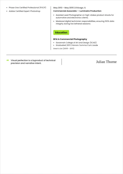 Free Professional Photographer ATS Resume Template, AI Resume Builder