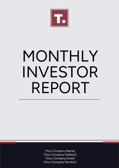 Free Monthly Investor Report Template to Edit Online