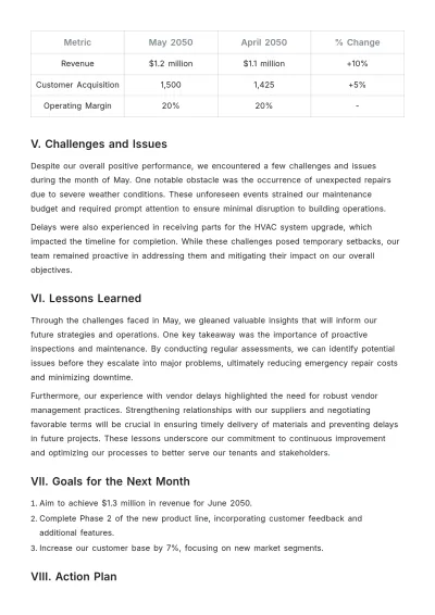 Free Monthly Investor Report Template to Edit Online