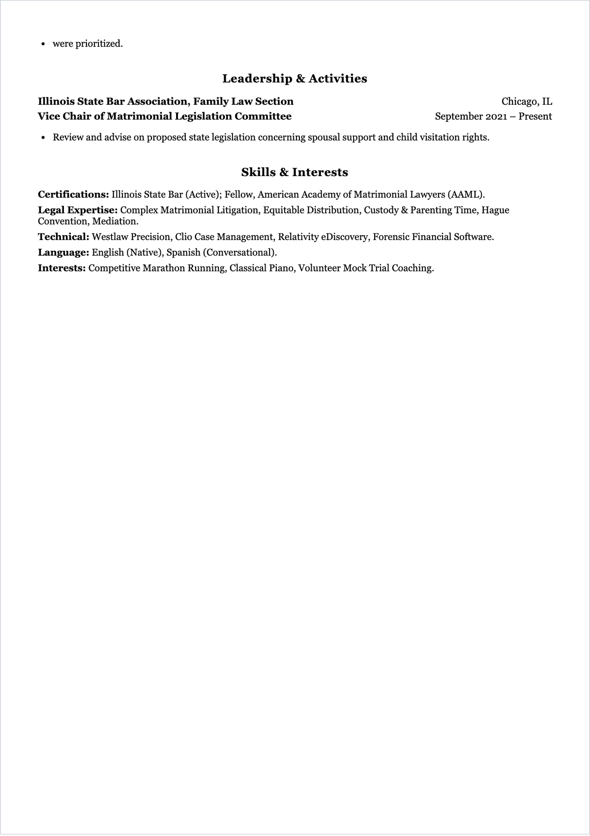 Free Family Law Lawyer ATS Resume Template, AI Resume Builder