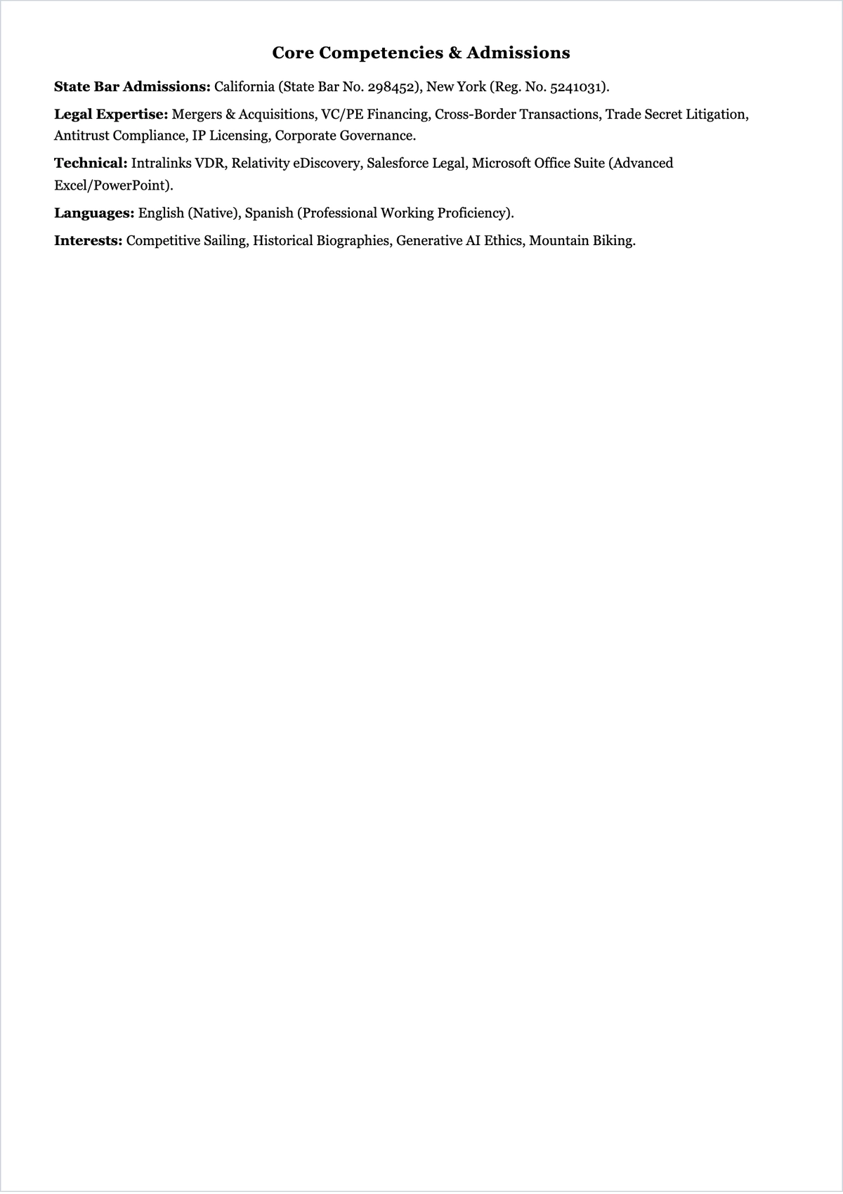 Free Experienced Lawyer ATS Resume Template, AI Resume Builder