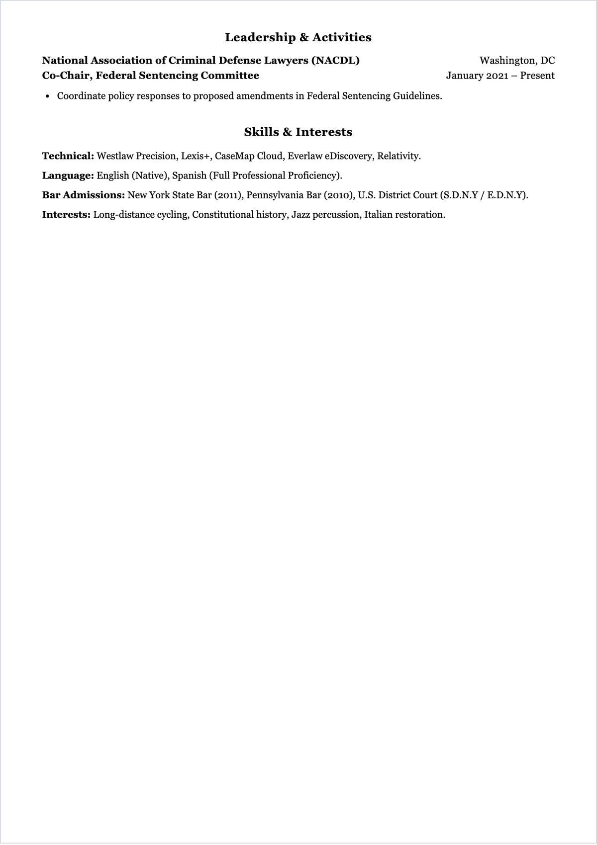 Free Criminal Lawyer ATS Resume Template, AI Resume Builder