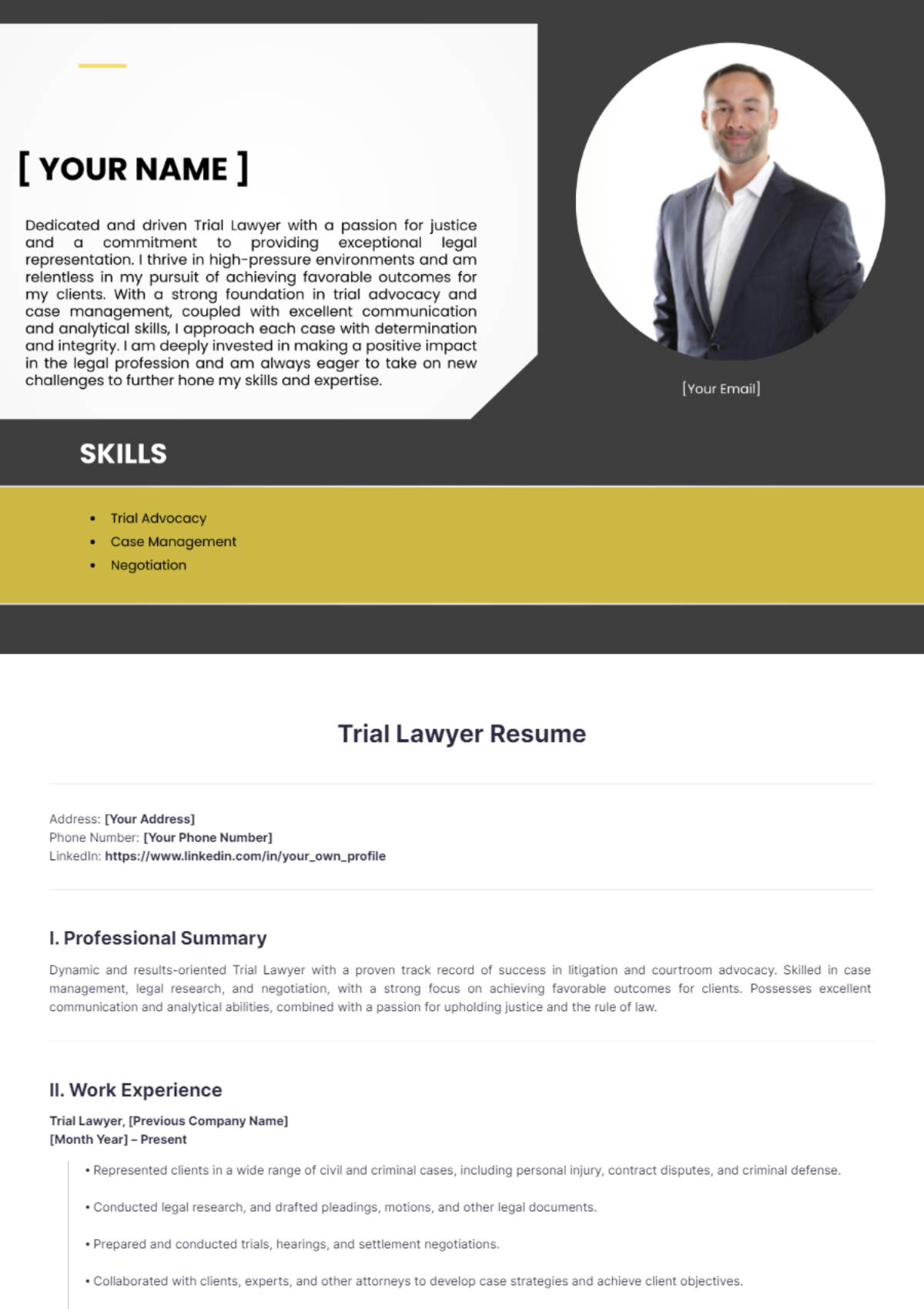 Trial Lawyer Resume - Edit Online & Download