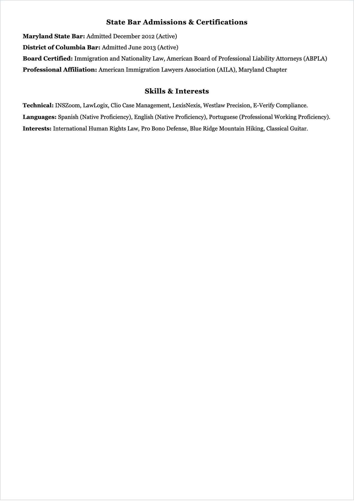 Free Immigration Lawyer ATS Resume Template, AI Resume Builder