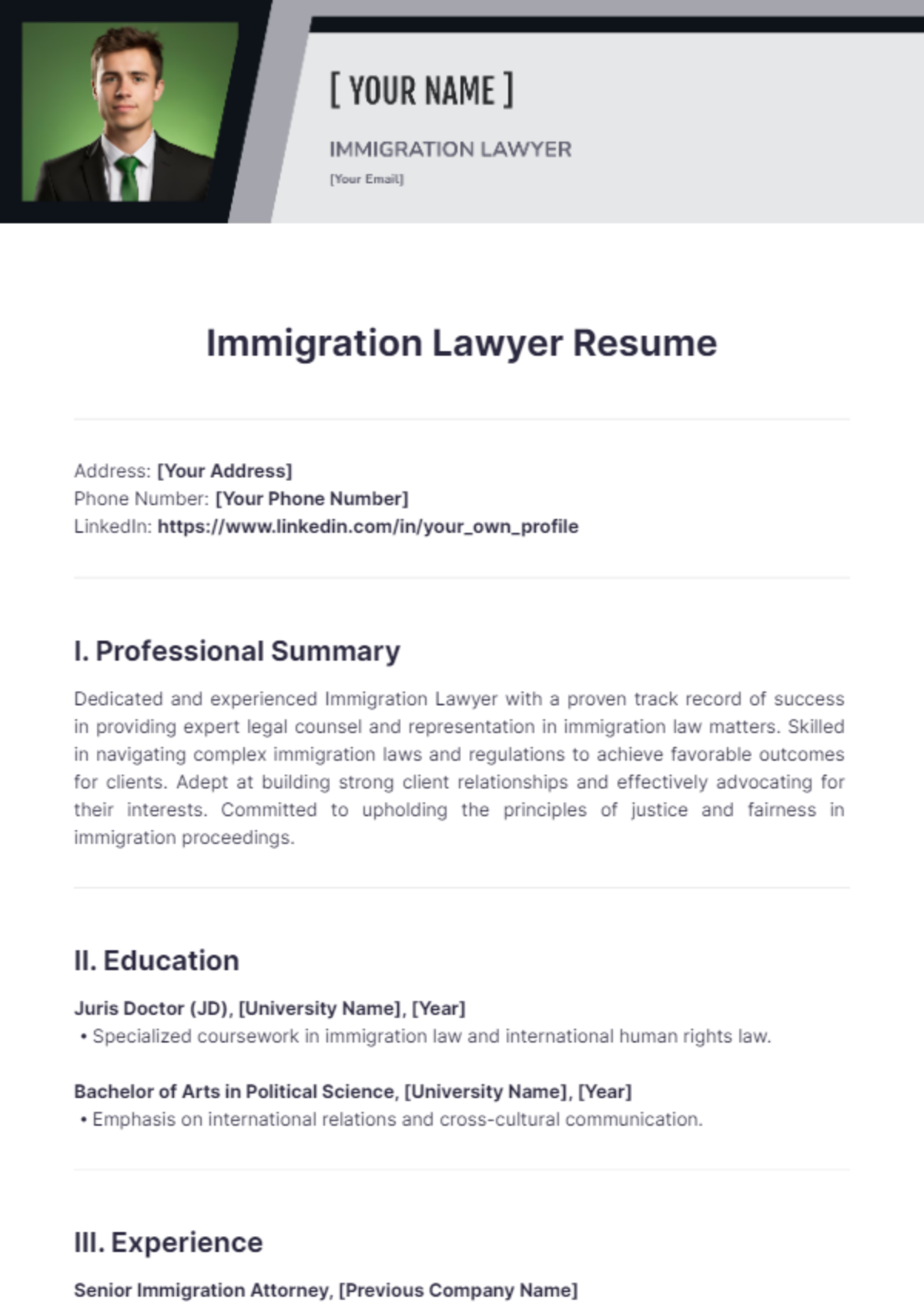 Immigration Lawyer Resume - Edit Online & Download