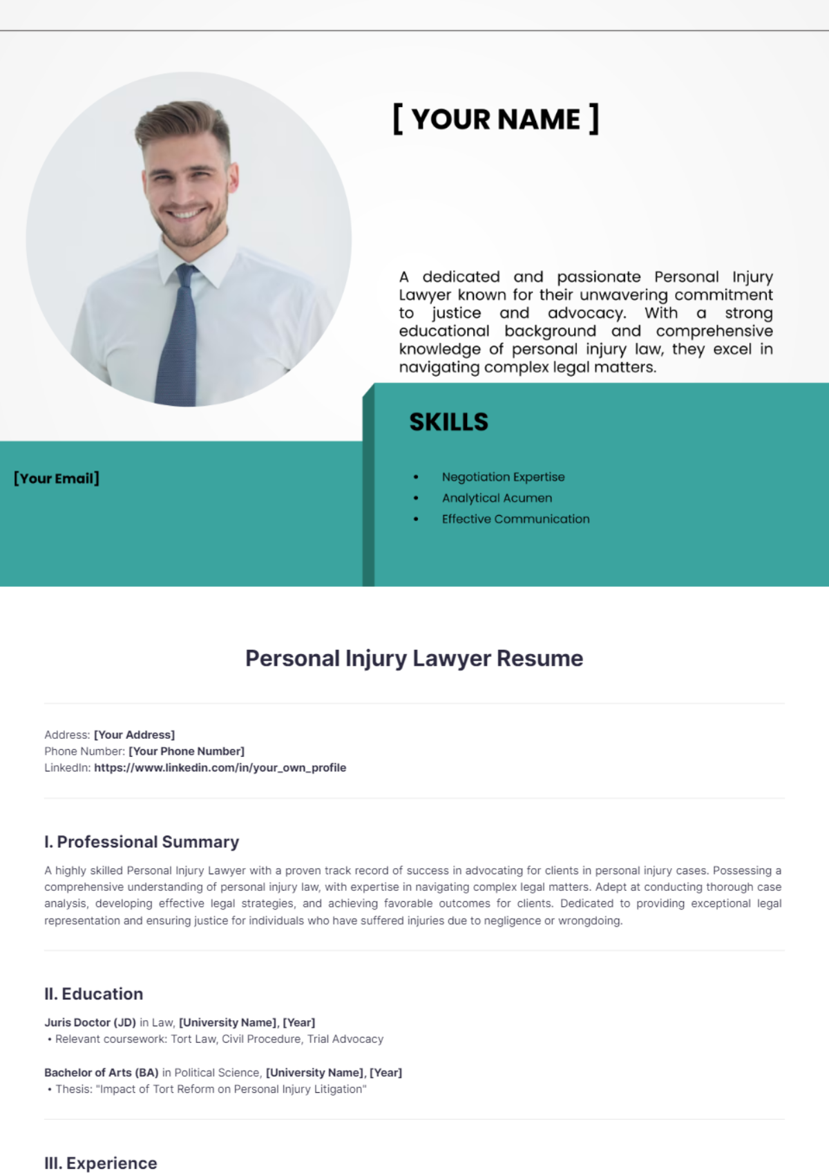 Personal Injury Lawyer Resume - Edit Online & Download