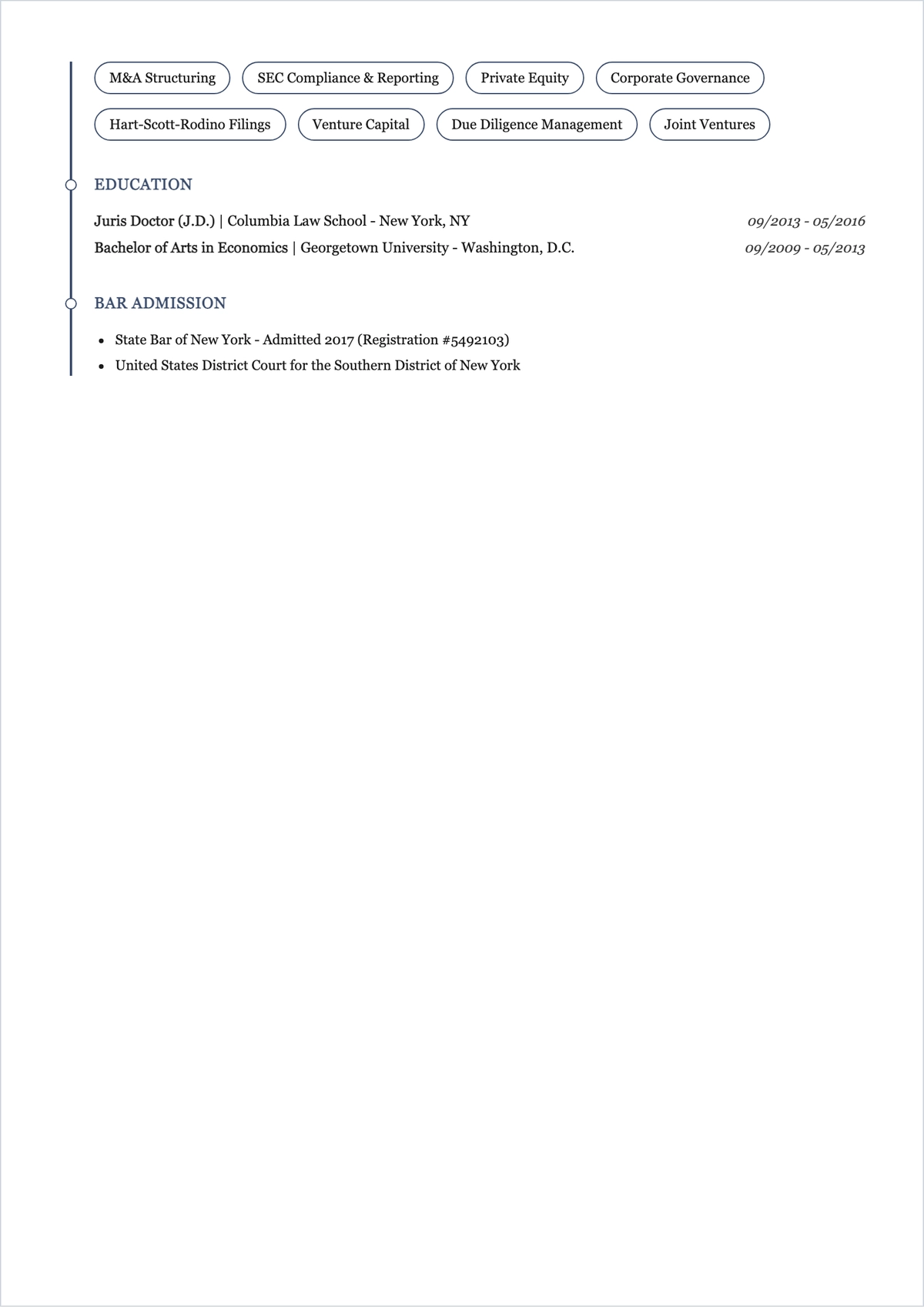 Free Corporate Lawyer ATS Resume Design Template, AI Resume Builder