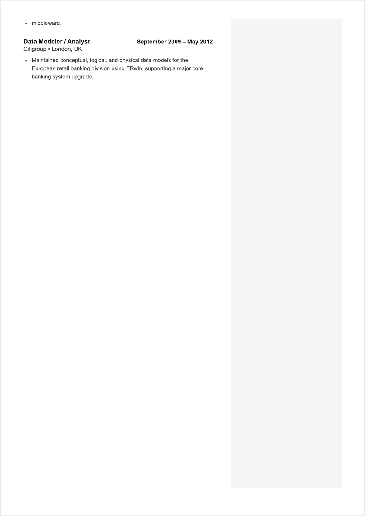 Free Data Architect ATS Resume Template, AI Resume Builder