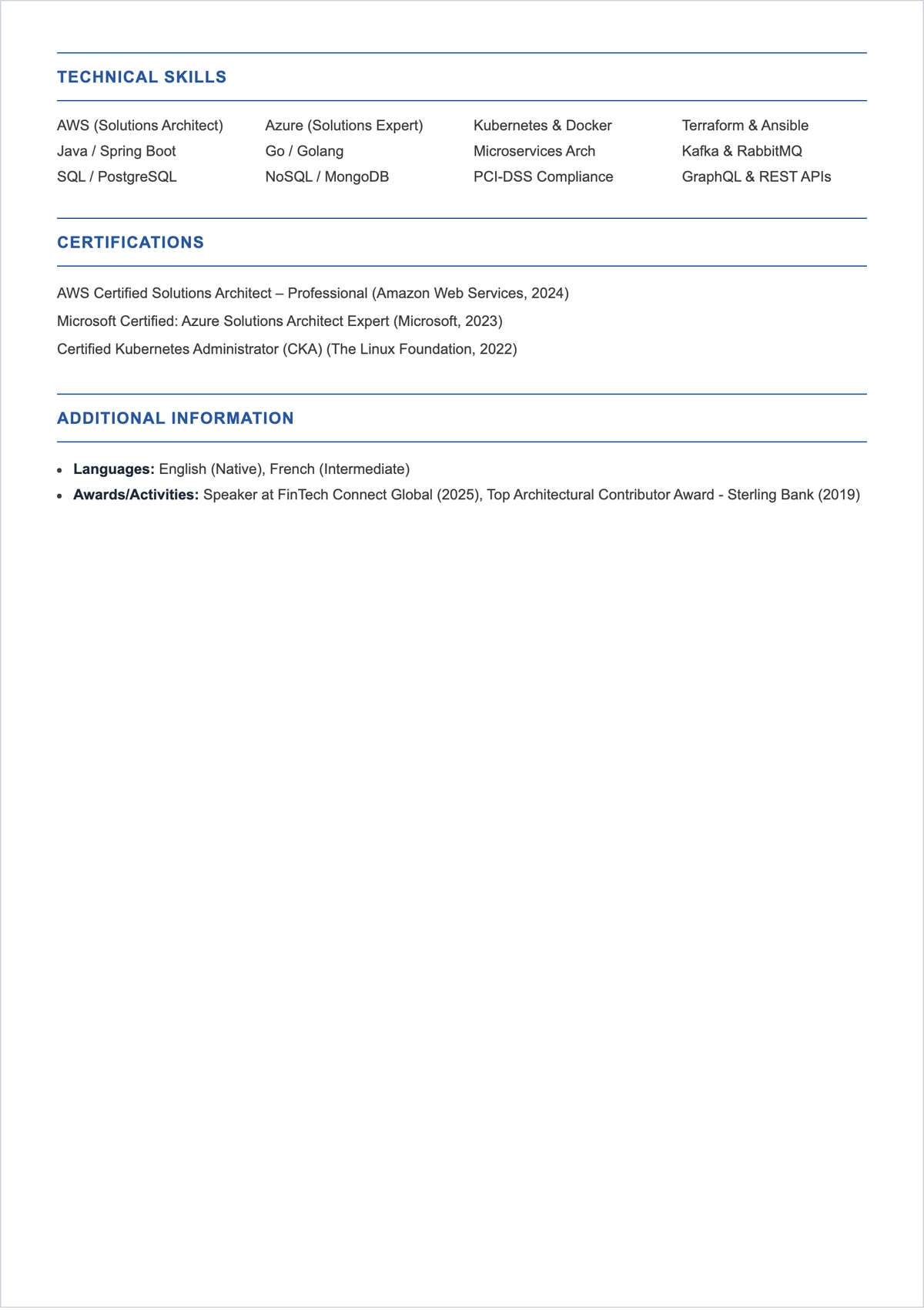 Free Application Architect ATS Resume Template, AI Resume Builder