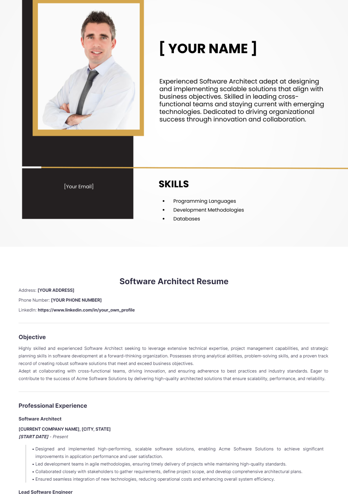 Software Architect Resume - Edit Online & Download