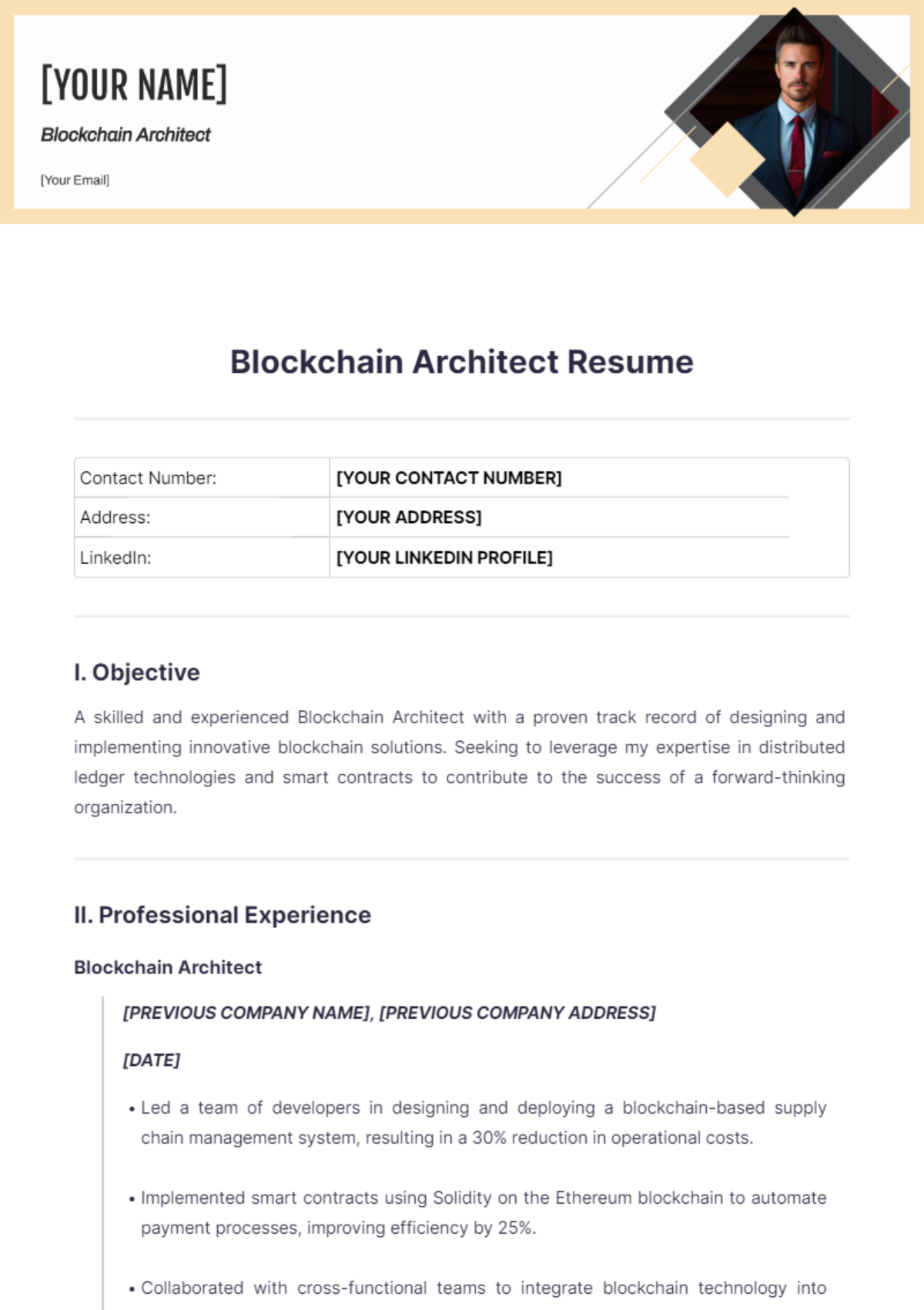 Blockchain Architect Resume - Edit Online & Download