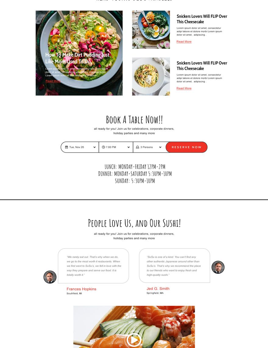 Sushi Restaurant Website 