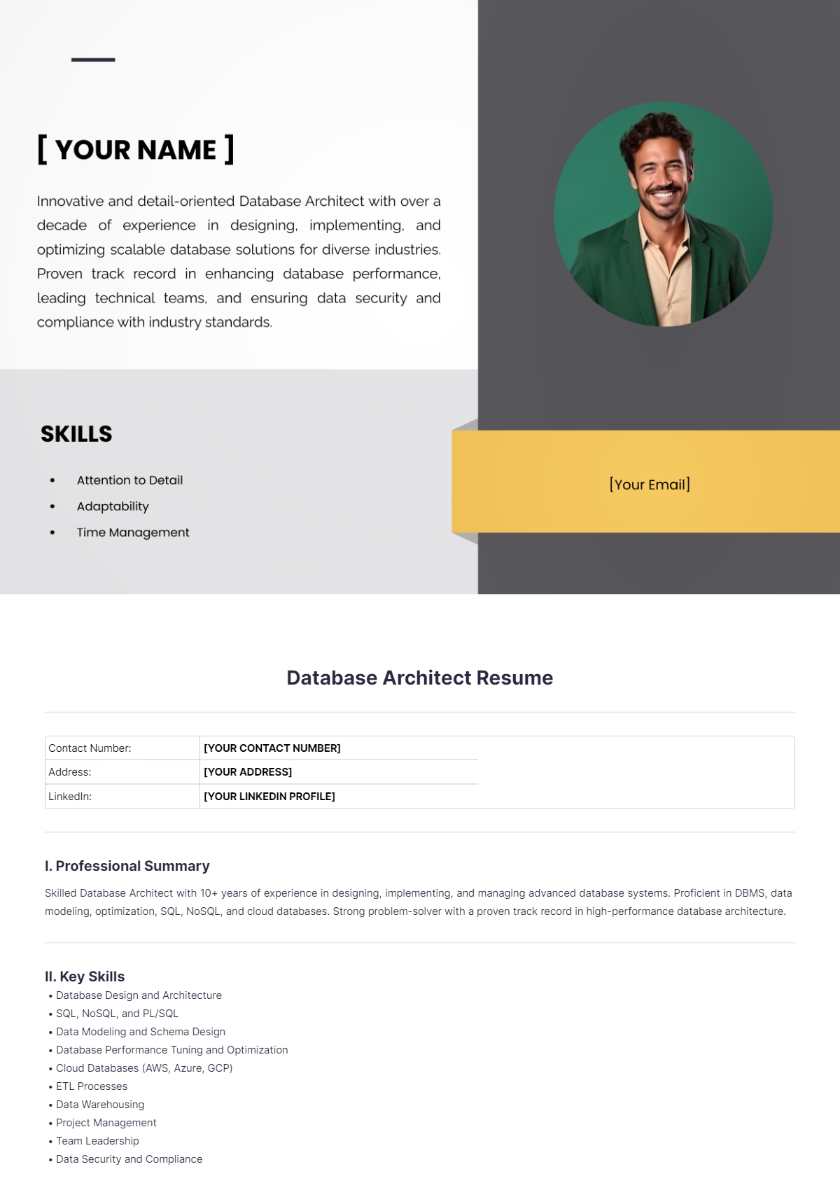 Free Database Architect Resume Template - Edit Online & Download ...