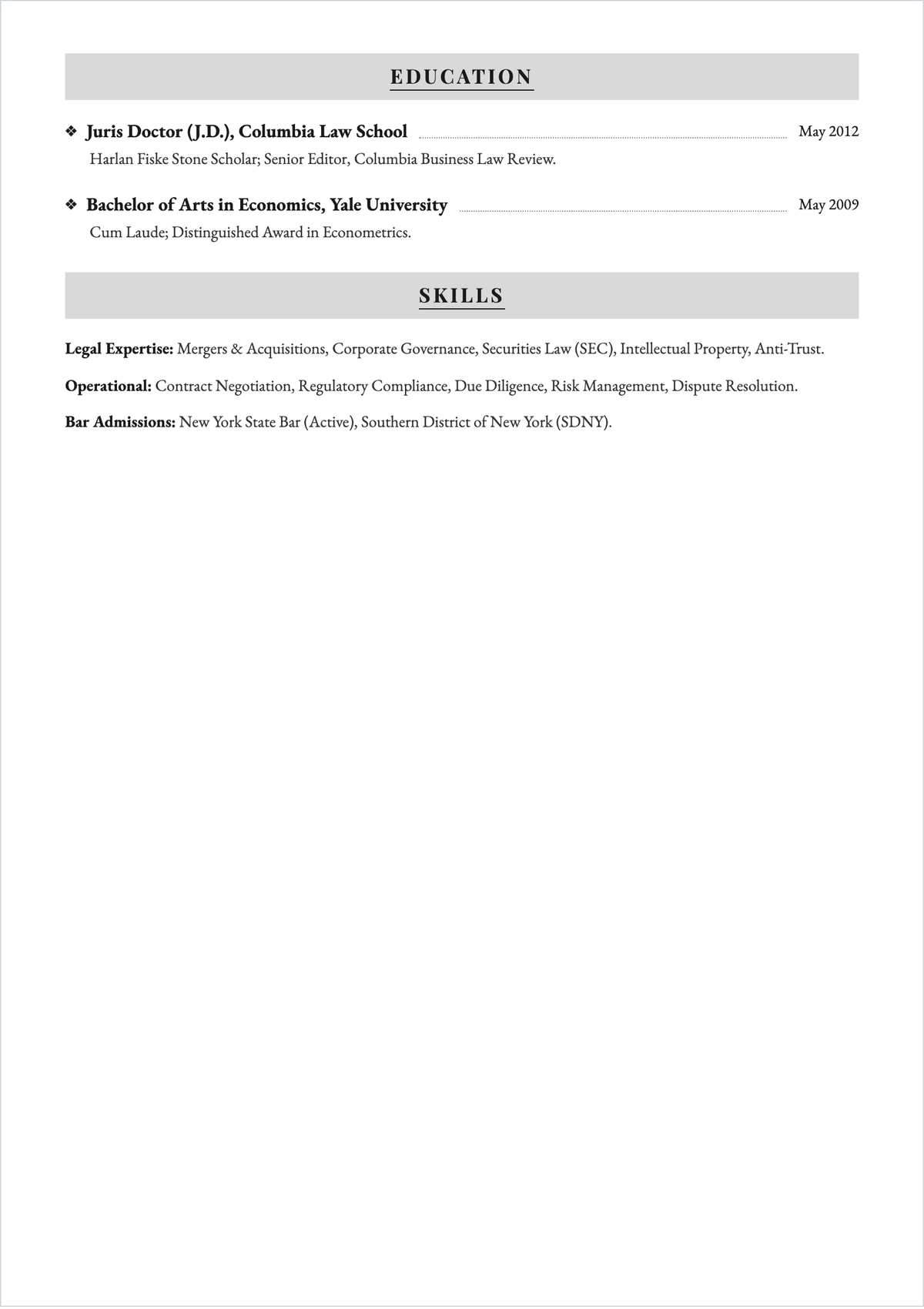 Free Business Lawyer ATS Resume Template, AI Resume Builder