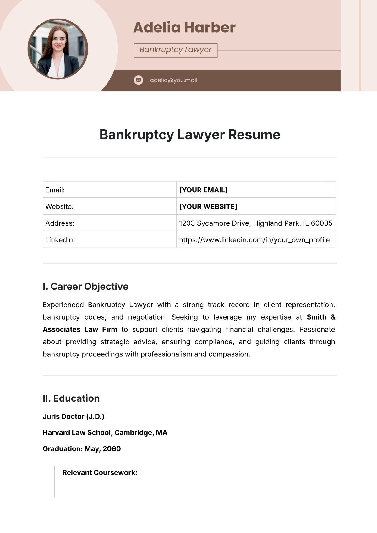 Free Bankruptcy Lawyer Resume Template