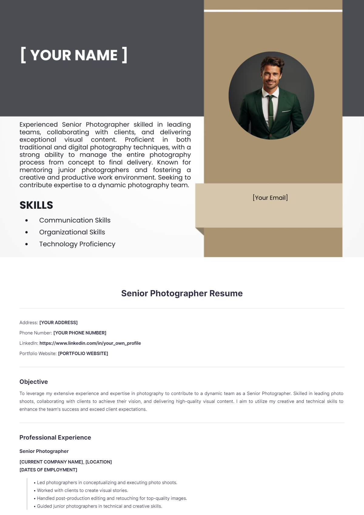 Senior Photographer Resume - Edit Online & Download