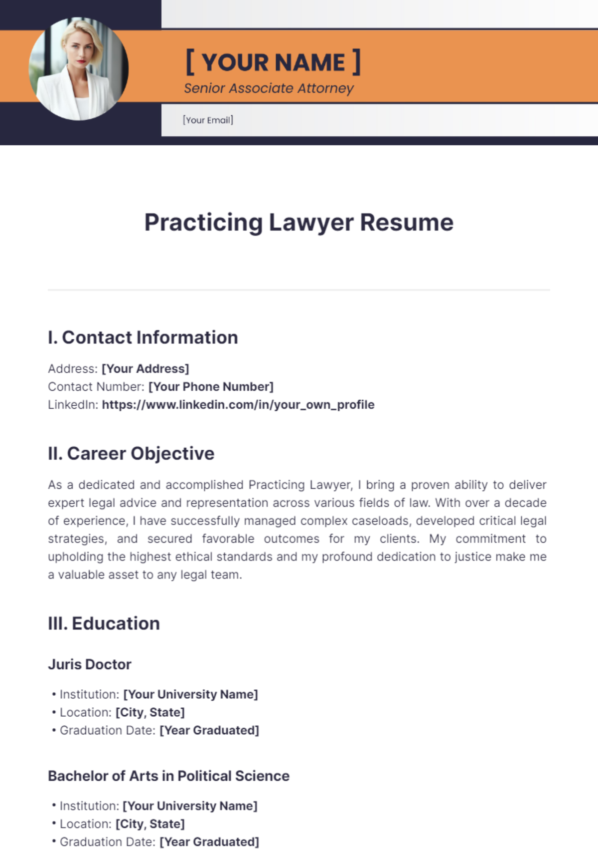 Practicing Lawyer Resume - Edit Online & Download