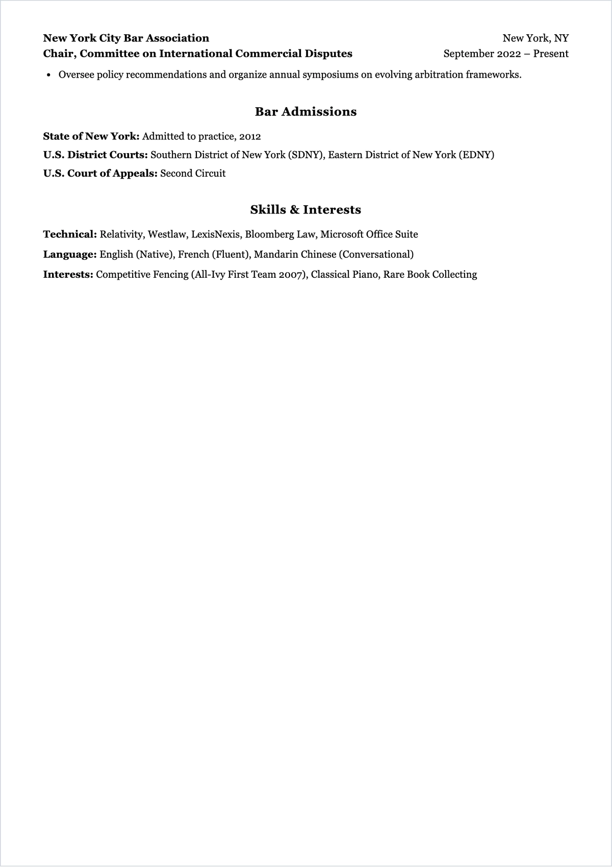 Free Senior Lawyer ATS Resume Template, AI Resume Builder