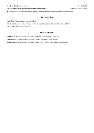 Free Senior Lawyer ATS Resume Template, AI Resume Builder