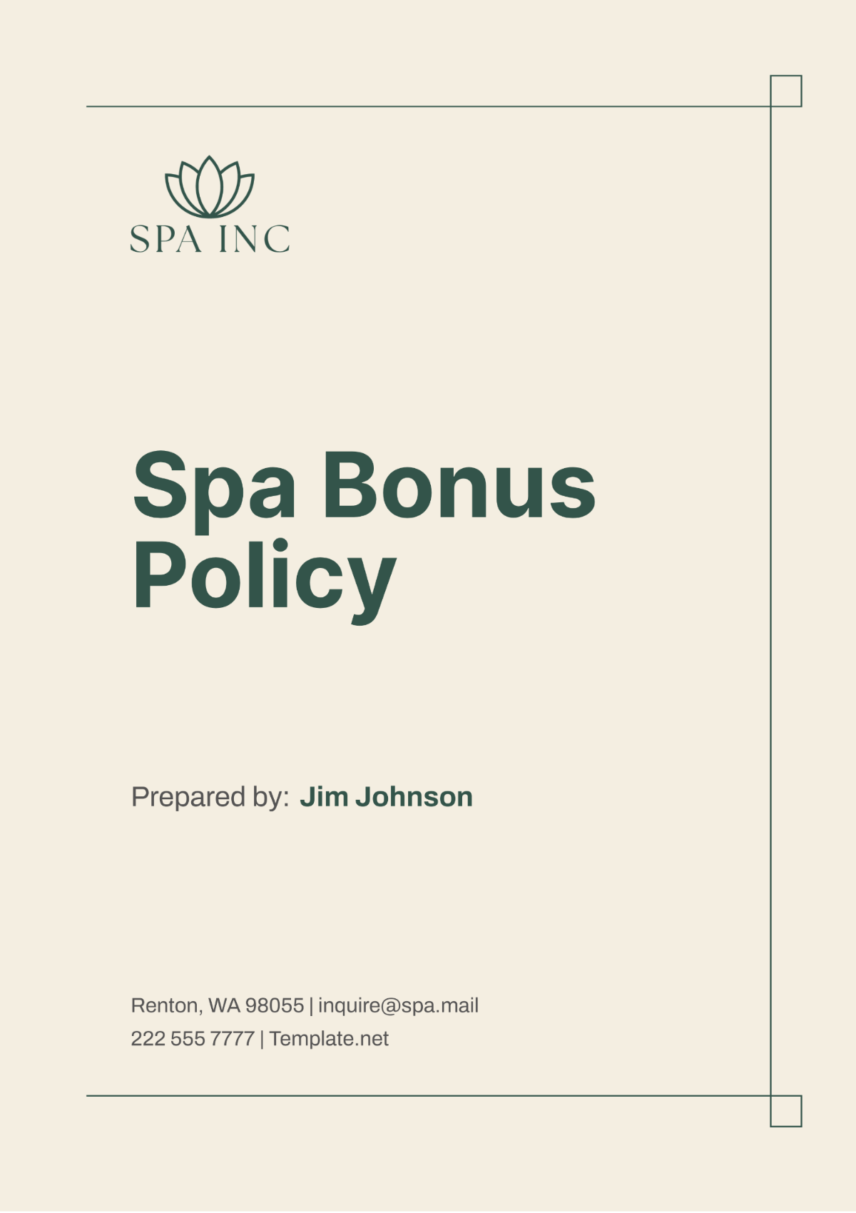 Spa Bonus Policy Template - Edit Online & Download