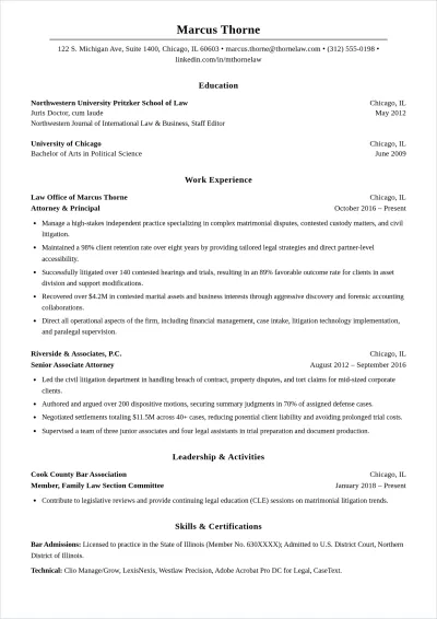 Free Solo Practitioner Lawyer ATS Resume Template, AI Resume Builder