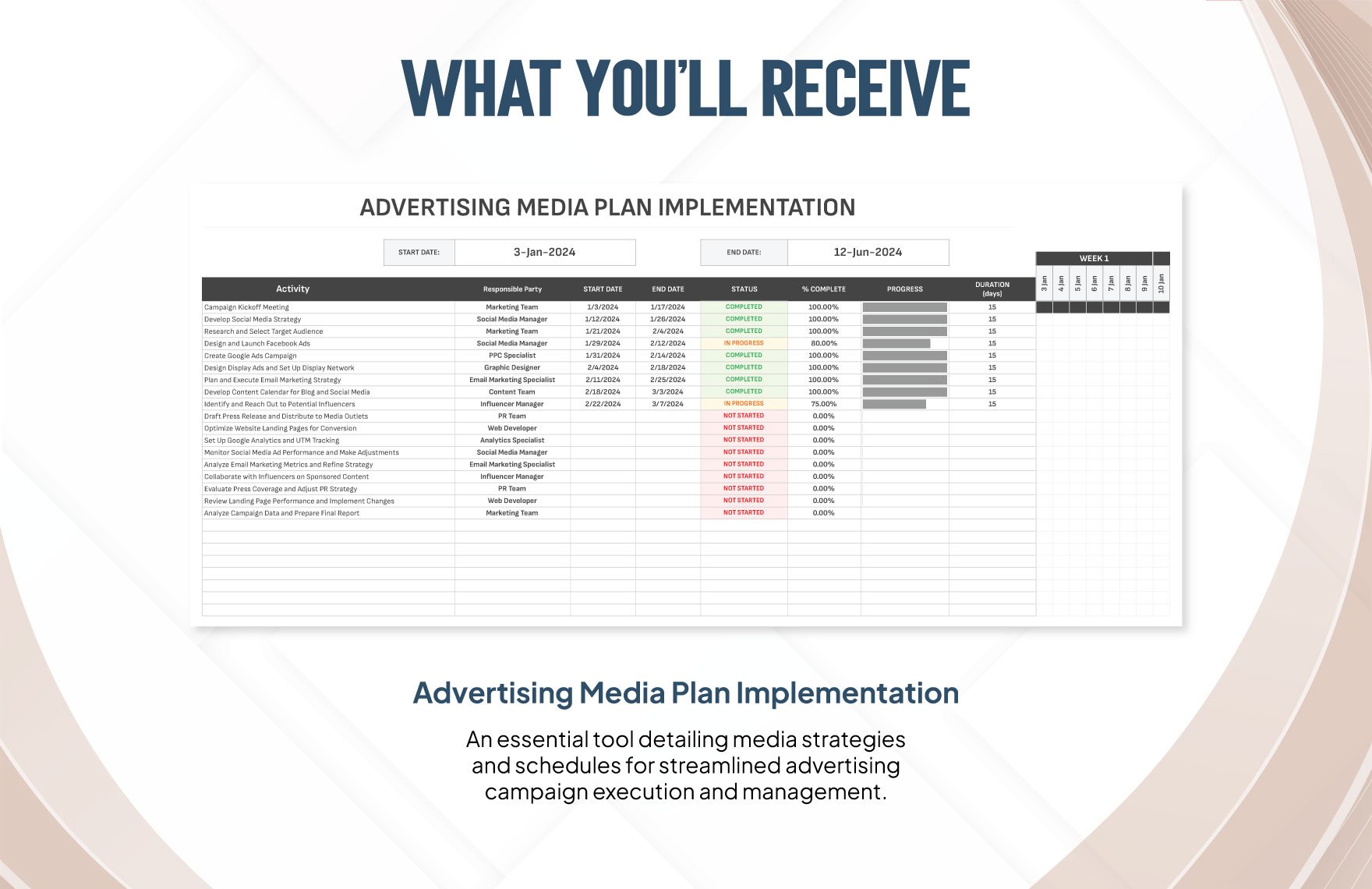 Advertising Media Plan Implementation Schedule Template