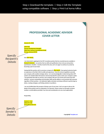 FREE Professional Academic Advisor Cover Letter Template ...