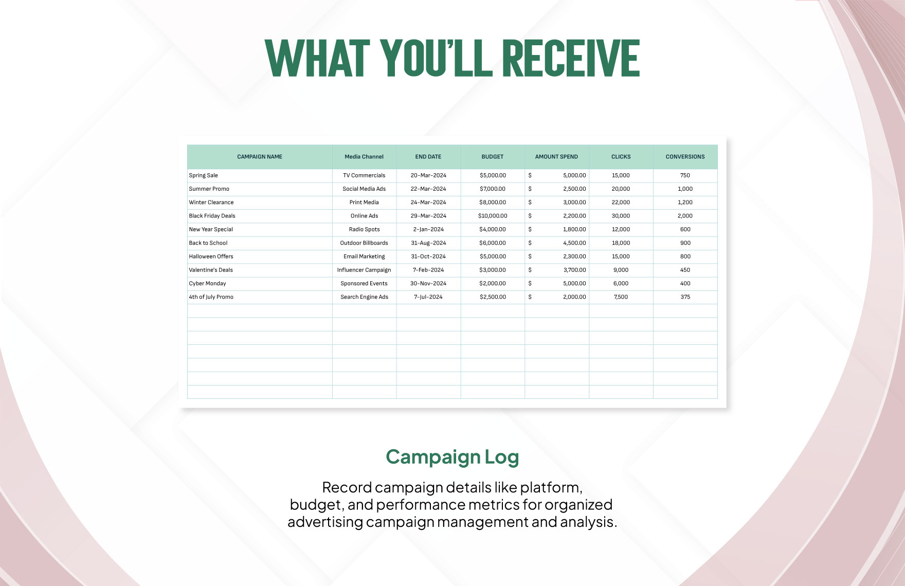 Advertising Daily Media Spend Tracker Template