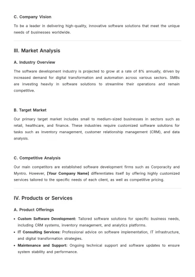 Free Sample Business Plan Report Template to Edit Online