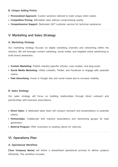 Free Sample Business Plan Report Template to Edit Online