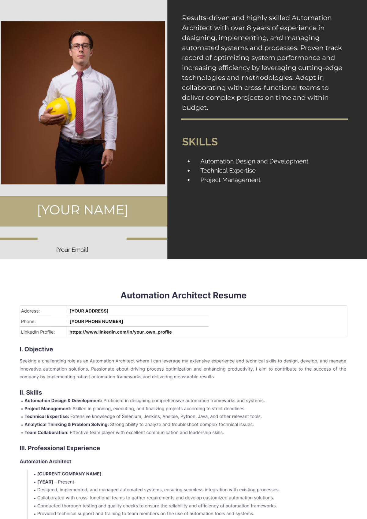 Automation Architect Resume - Edit Online & Download