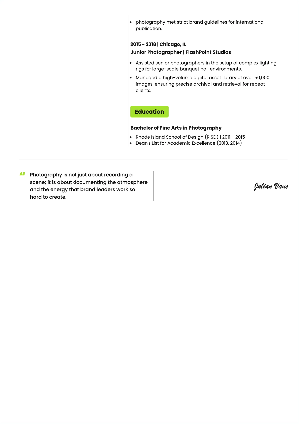 Free Event Photographer ATS Resume Template, AI Resume Builder