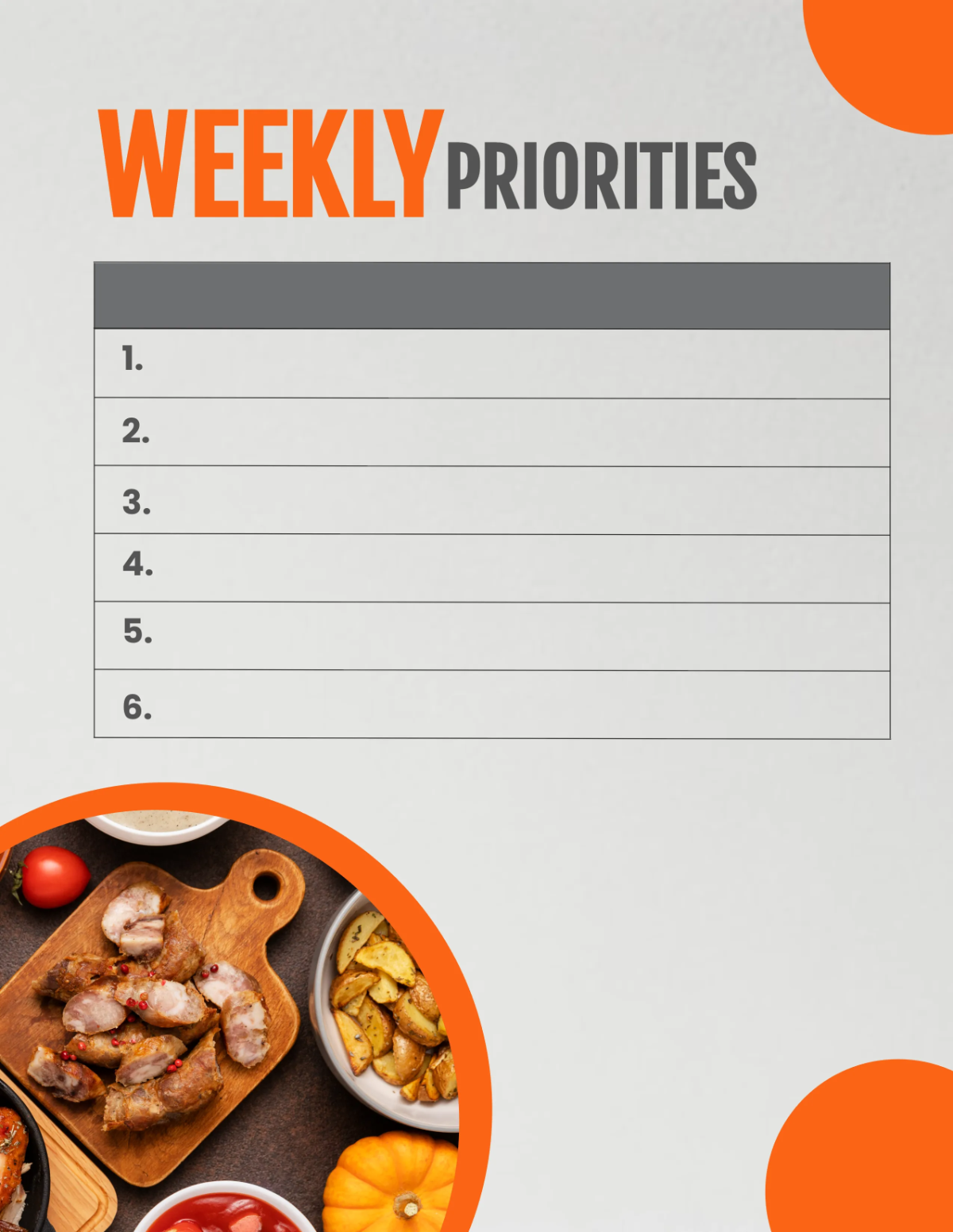 Free Restaurant Weekly Planner Template to Edit Online