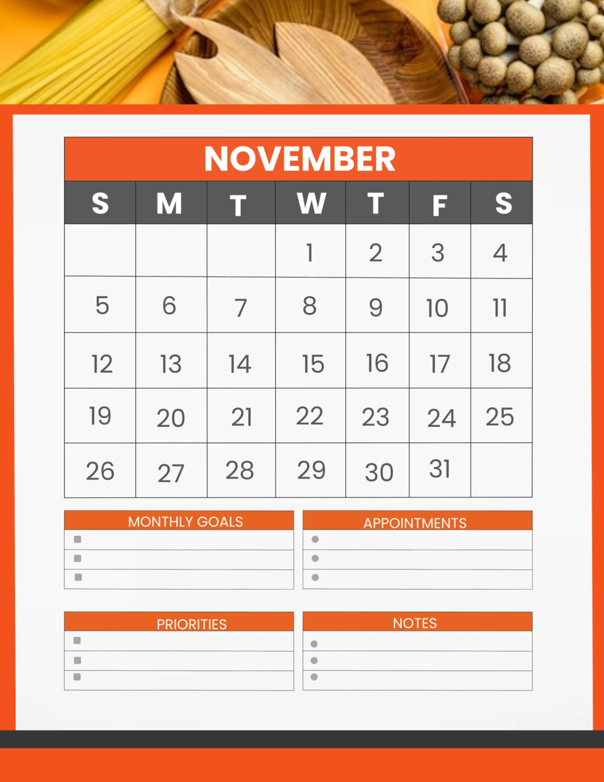 Free Restaurant Monthly Planner Template to Edit Online