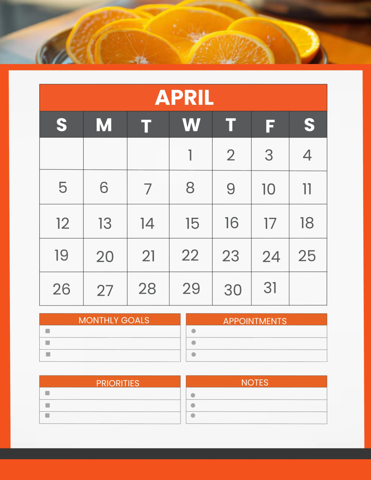 Free Restaurant Monthly Planner Template to Edit Online