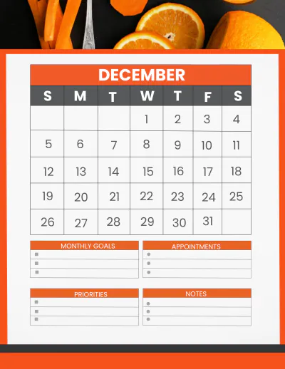 Free Restaurant Monthly Planner Template to Edit Online