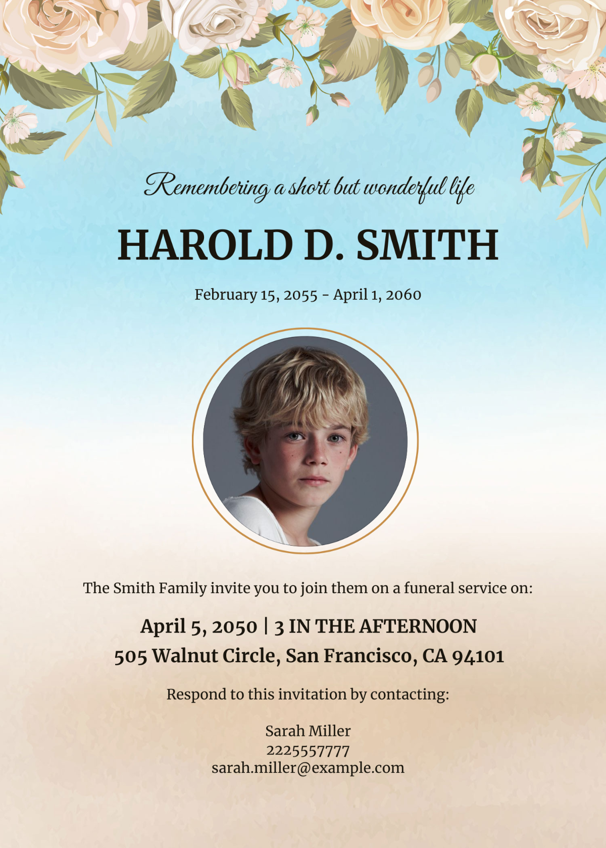 Beach Sunset Funeral Invitation