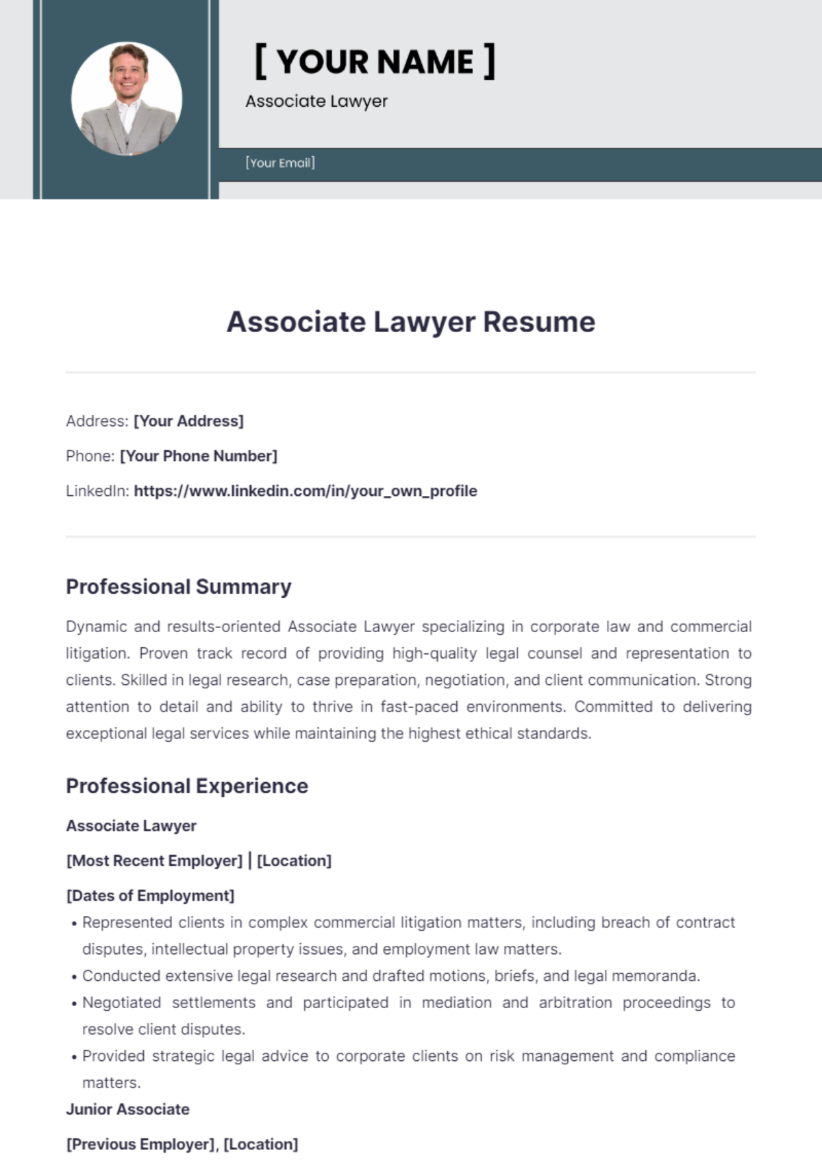 Associate Lawyer Resume Edit Online Download Example Template net