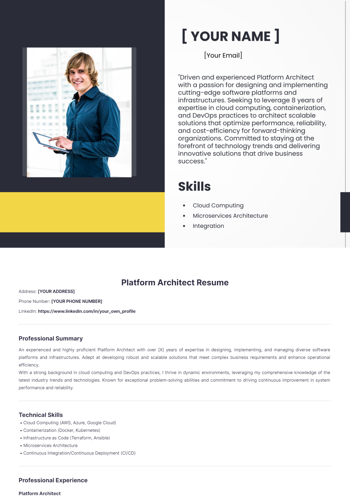 Platform Architect Resume - Edit Online & Download