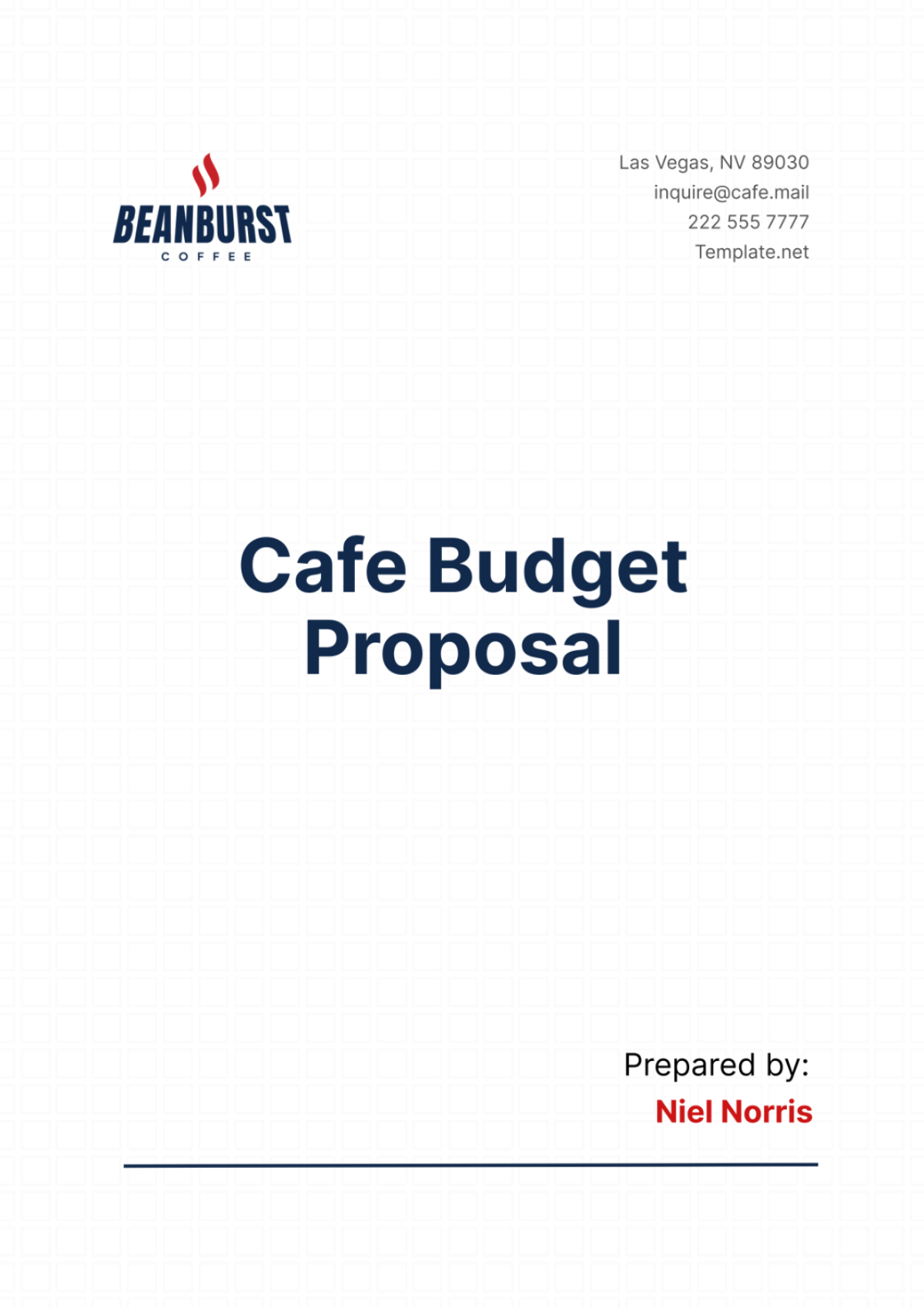 Cafe Budget Proposal Template - Edit Online & Download