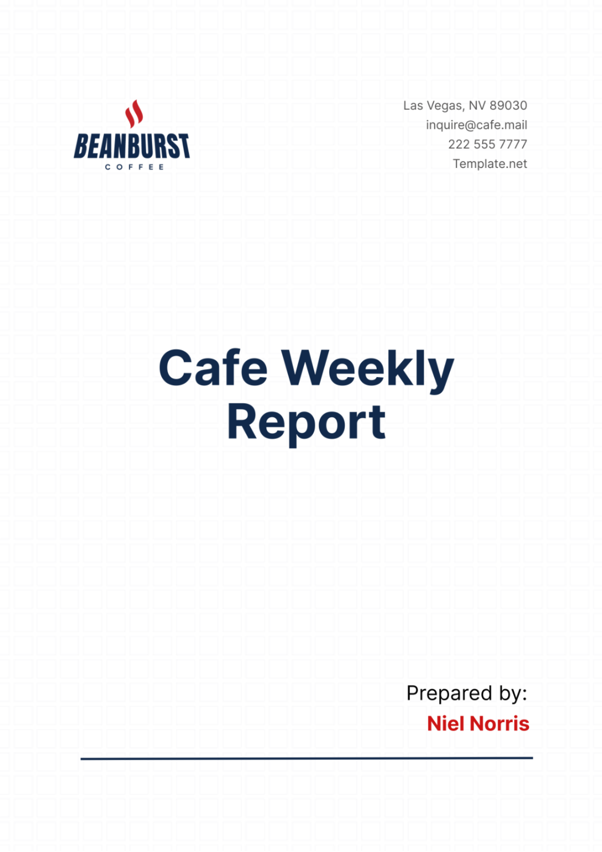 Cafe Weekly Report Template - Edit Online & Download