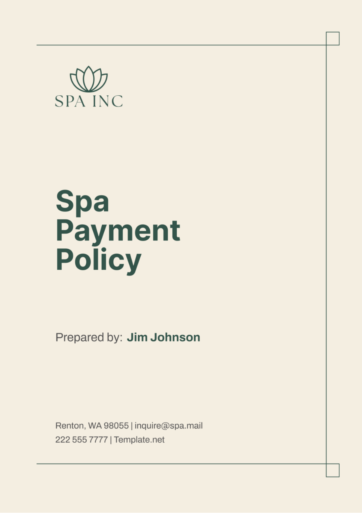 Spa Payment Policy Template - Edit Online & Download