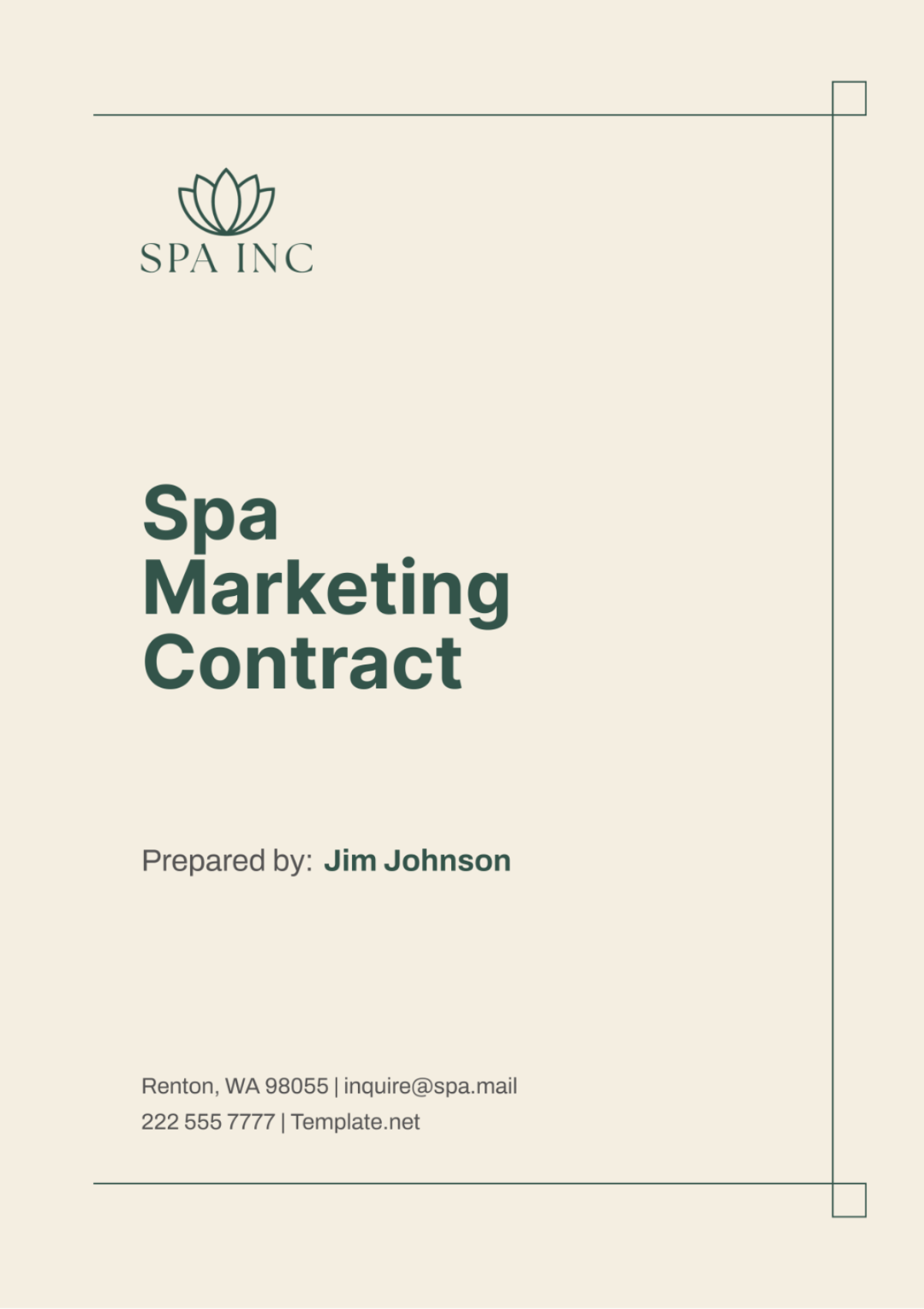 Spa Marketing Contract Template - Edit Online & Download