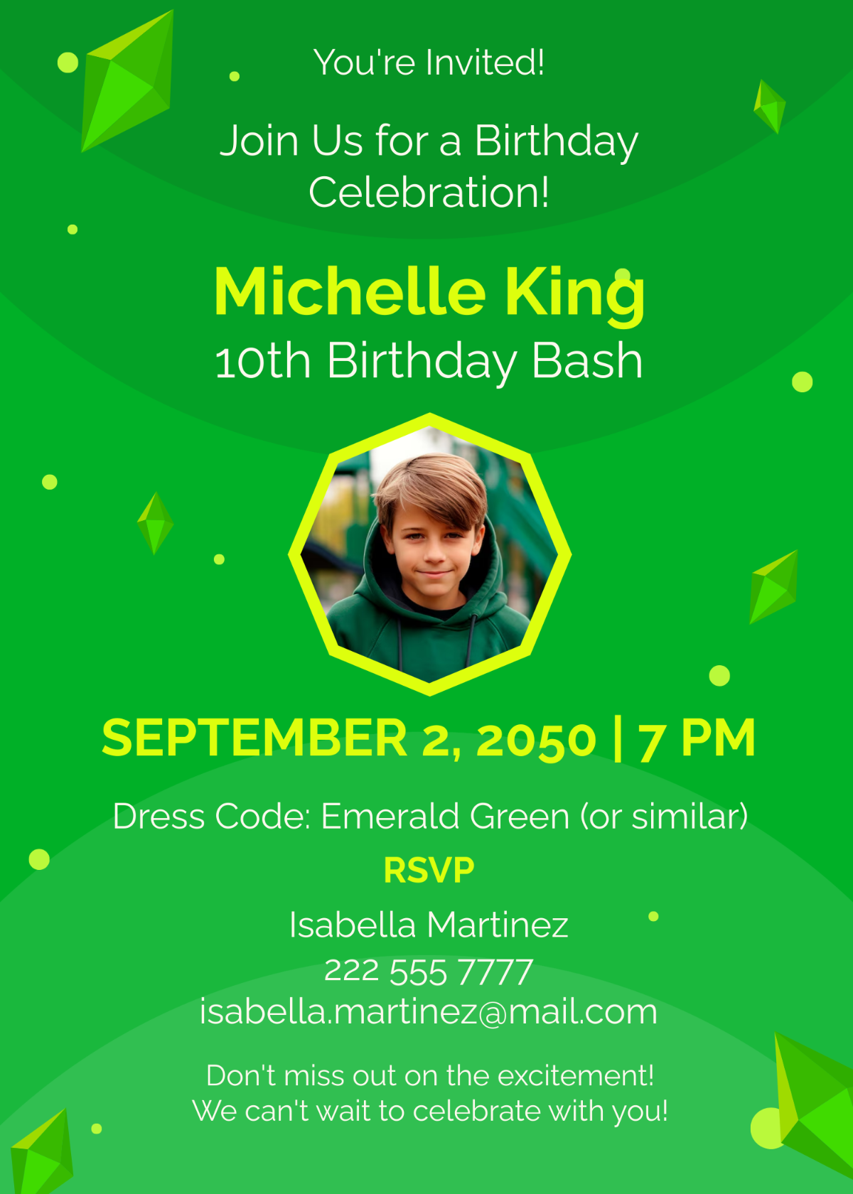 Emerald Green Birthday Invitation Template - Download | Template.net