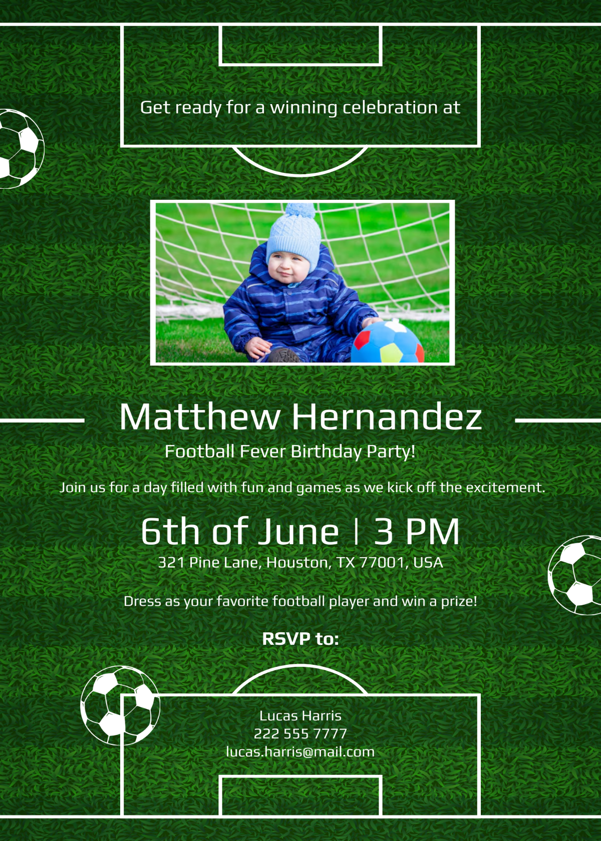 Football Birthday Invitation Template - Edit Online & Download