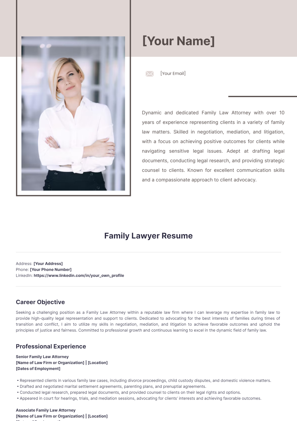 Family Lawyer Resume - Edit Online & Download