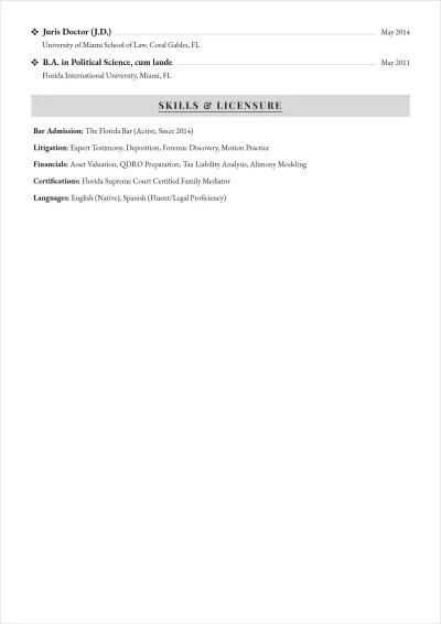 Free Family Lawyer ATS Resume Template, AI Resume Builder