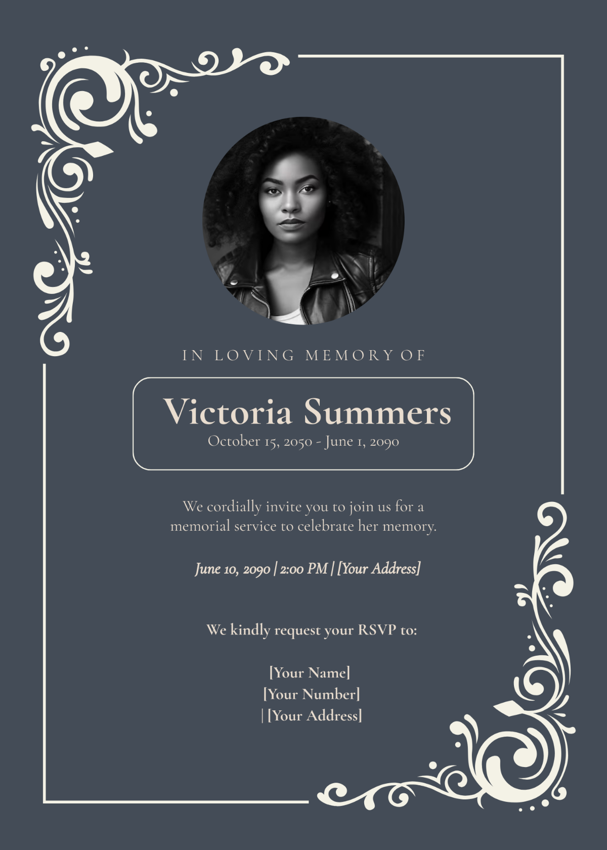 In Loving Memory Funeral Invitation Templates - Edit Online & Download ...